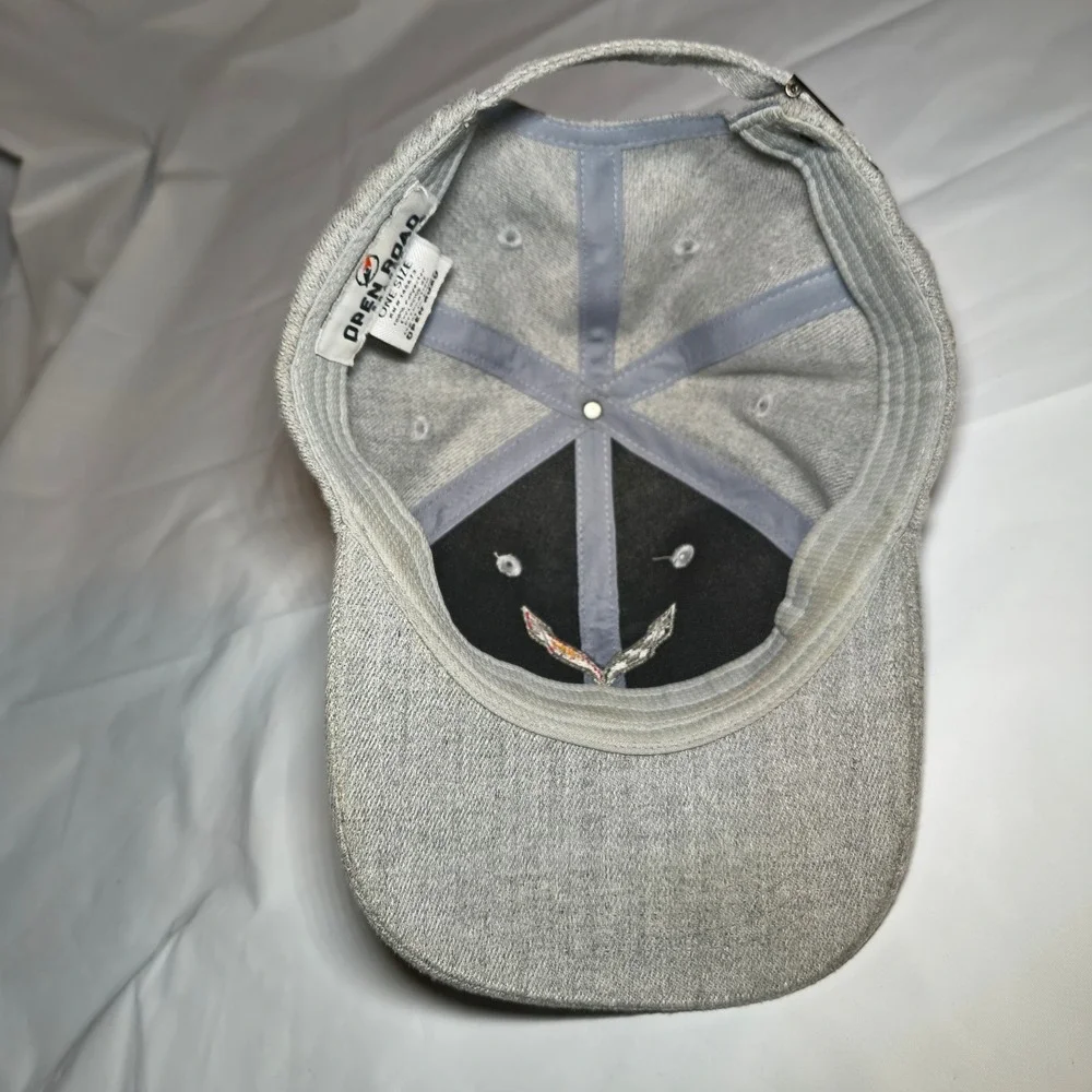 Corvette C7 Logo Hat Gray Open Road Brands Adjustable Baseball Cap Mens OSFM